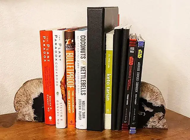 Alt view image 3 of 7 - Geode Bookends Heavy Duty Natural Crystal Stone Book Holders Decor | Polished Stone Book Stoppers Supports Home Office Decor with Rubber Bumpers Natural Black 1 Pair, 2-3 LBS