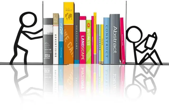 Main image of Decorative Book Ends for Shelves,Cute Metal Decor,Black | Non-Skid Book Stopper,L-Shaped Design,Anti-Slip Base,Sturdy Build,Office Desk Organizer,Reader Gift