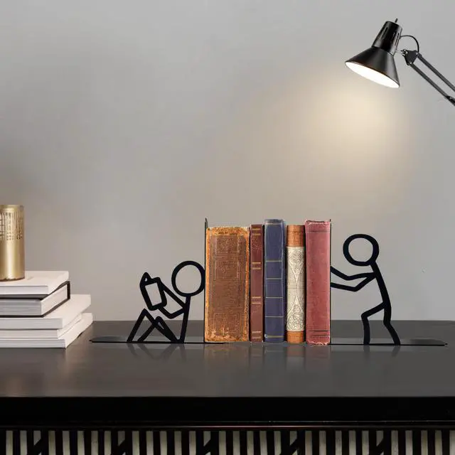 Alt view image 5 of 7 - Bookends for Kids Cute Novelty Decorative Book Ends for Shelves | Metal Unique Decorative Book Ends For Office, School, Library & Bedroom; Thoughtful Gift For Book Lovers And Reading Fans