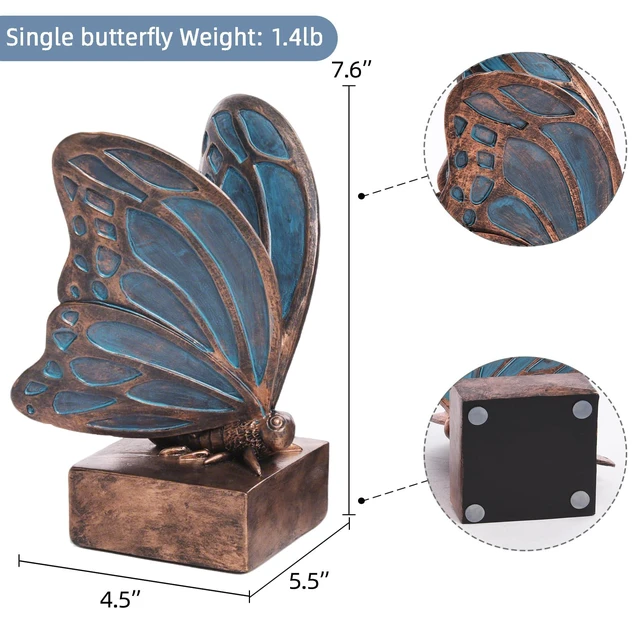 Alt view image 3 of 7 - Vintage Blue Butterfly Bookends,Resin Book Ends for Shelves,Heavy Duty Decorative Bookends,Creative Book Stopper Holder Decor for Desk Home Office,Shelf Decoration,Gifts for Mother's Day
