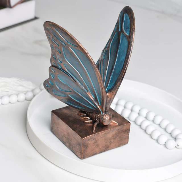 Alt view image 7 of 7 - Vintage Blue Butterfly Bookends,Resin Book Ends for Shelves,Heavy Duty Decorative Bookends,Creative Book Stopper Holder Decor for Desk Home Office,Shelf Decoration,Gifts for Mother's Day