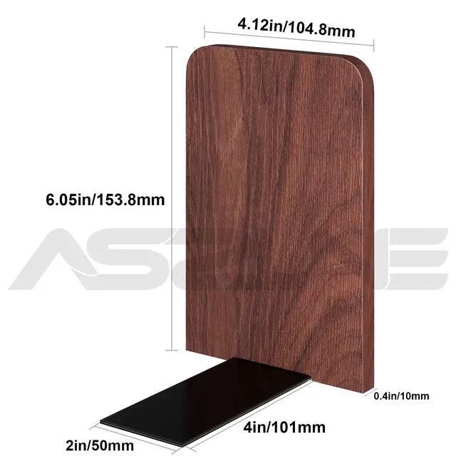 Alt view image 2 of 6 - Book Ends 1Pair Wooden Heavy Duty Non Slip Book for Shelf Books & Media | Sturdy wooden bookends with anti-slip design, hold hardcover books, DVDs and movies neatly on desktop and bookshelf