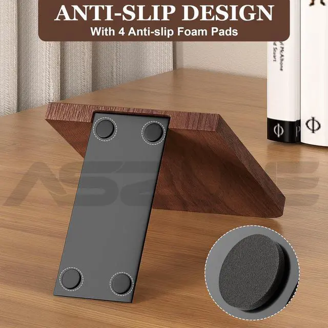 Alt view image 3 of 6 - Book Ends 1Pair Wooden Heavy Duty Non Slip Book for Shelf Books & Media | Sturdy wooden bookends with anti-slip design, hold hardcover books, DVDs and movies neatly on desktop and bookshelf