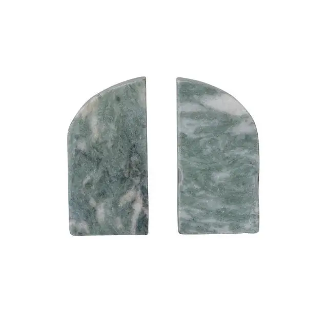 Alt view image 3 of 7 - Half Arch Marble Bookends, Green