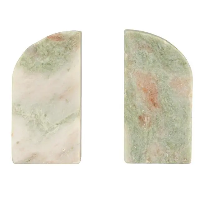 Alt view image 4 of 7 - Half Arch Marble Bookends, Green