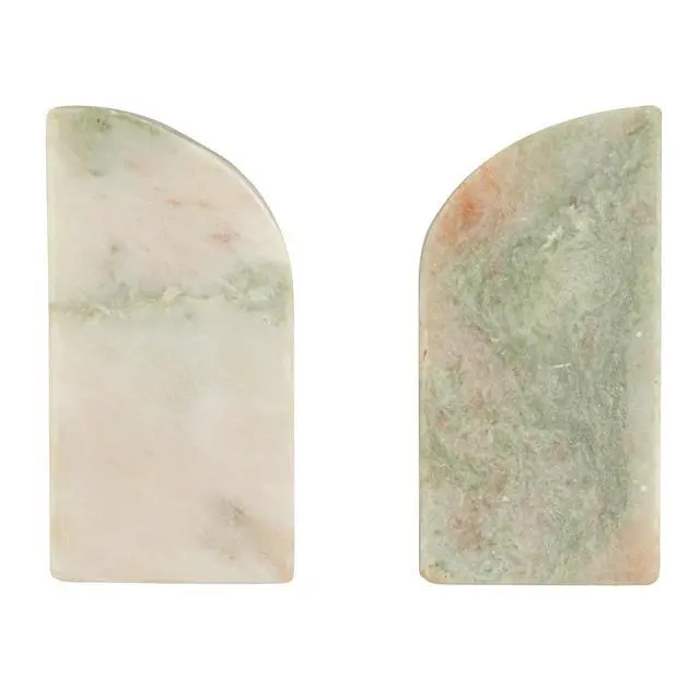 Alt view image 5 of 7 - Half Arch Marble Bookends, Green