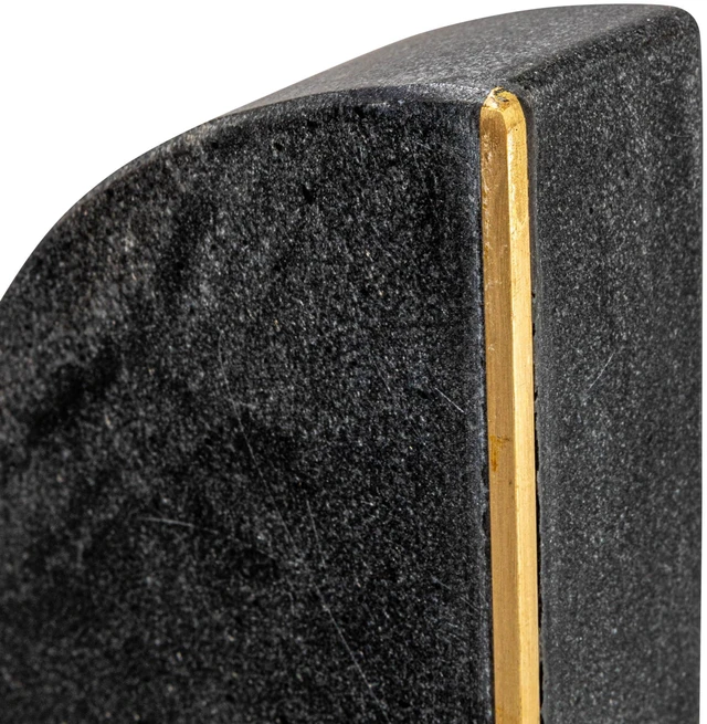 Alt view image 3 of 7 - Boho Arched Semicircle Marble Bookends with Brass Detail, Set of 2, Black