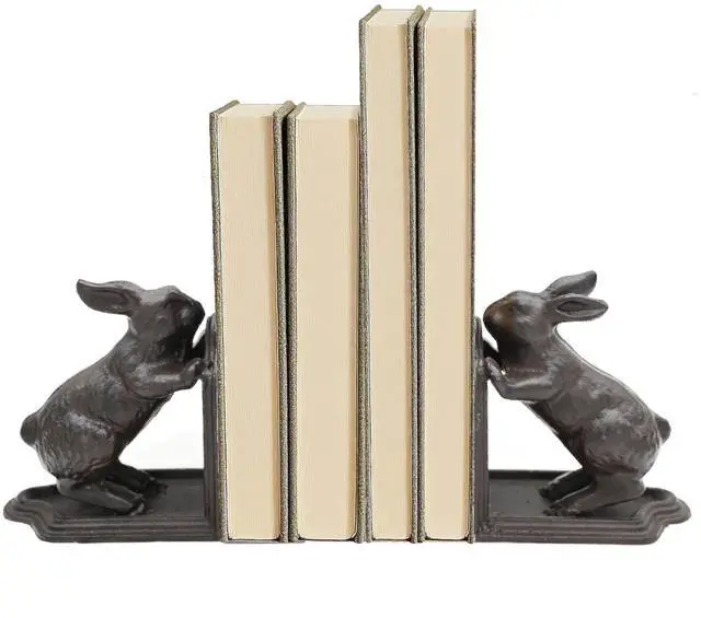 Main image of Decorative Book Ends Cast Iron Cute Bunny Bookends,Vintage Heavy Duty Book Ends for Shelves,Book Ends for Heavy Books, 5.3lbs
