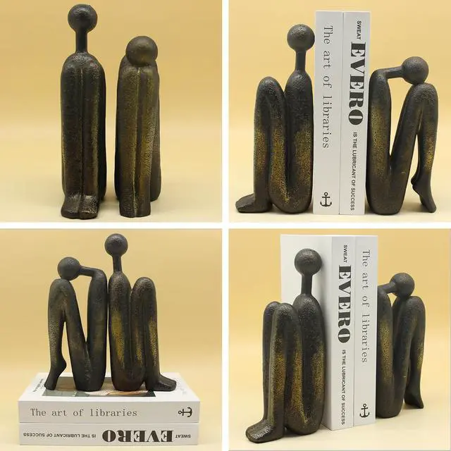 Alt view image 3 of 7 - Thinker Decorative Bookends, Non-Slip Book Holder, Resin 9'' | Creative Ornaments for Living Room Office Home Decor, 1Pair/2Piece