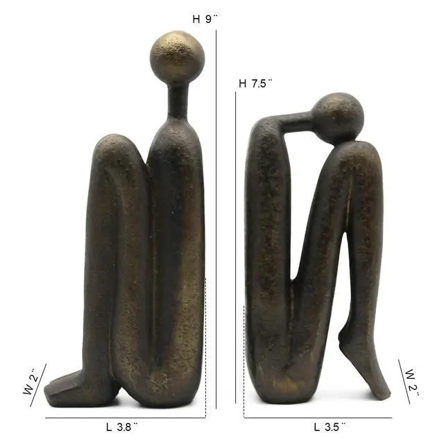 Alt view image 4 of 7 - Thinker Decorative Bookends, Non-Slip Book Holder, Resin 9'' | Creative Ornaments for Living Room Office Home Decor, 1Pair/2Piece