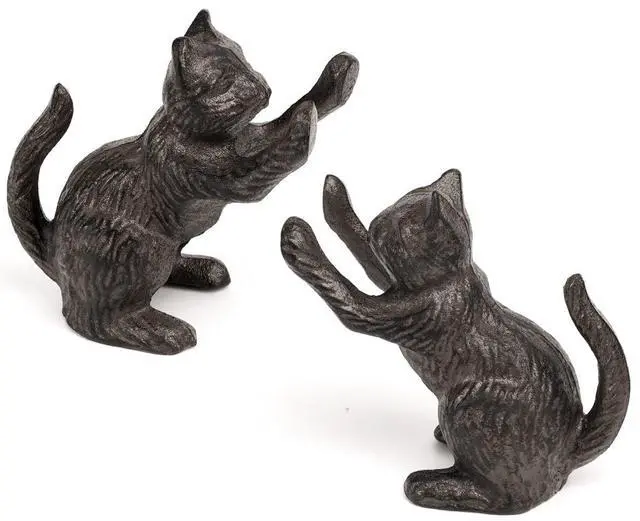 Alt view image 4 of 6 - Cat Decorative Bookends, Unique Book Ends to Hold Books Heavy Duty for Office Desk, Vintage Antique Black Home Decor, Shelf Decoration, Modern Living Room Decor