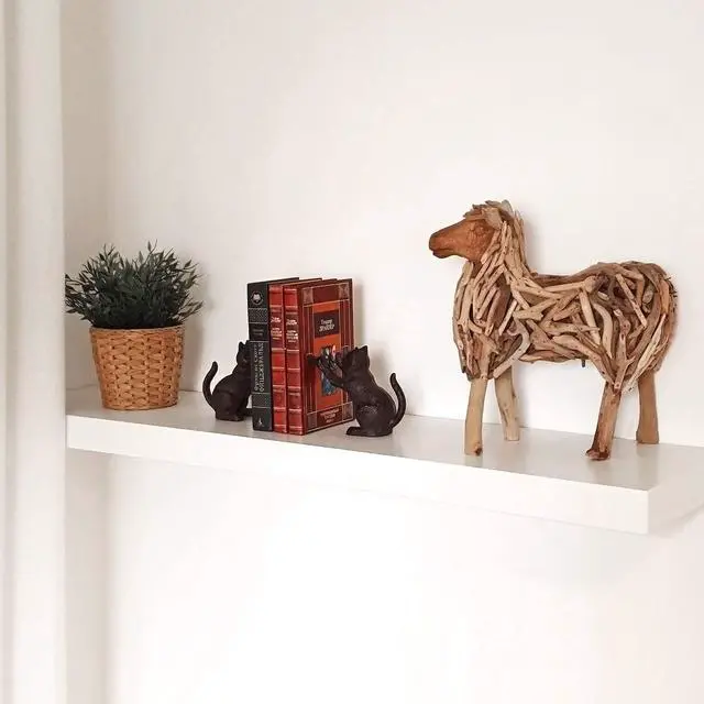 Alt view image 6 of 6 - Cat Decorative Bookends, Unique Book Ends to Hold Books Heavy Duty for Office Desk, Vintage Antique Black Home Decor, Shelf Decoration, Modern Living Room Decor