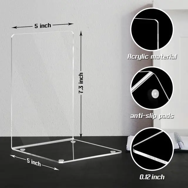 Alt view image 2 of 7 - 6 Pair Acrylic Book Ends, Clear Bookends for Shelves | Clear Acrylic Bookends for Heavy Books. Transparent Book Holder for Library, Home and Office.