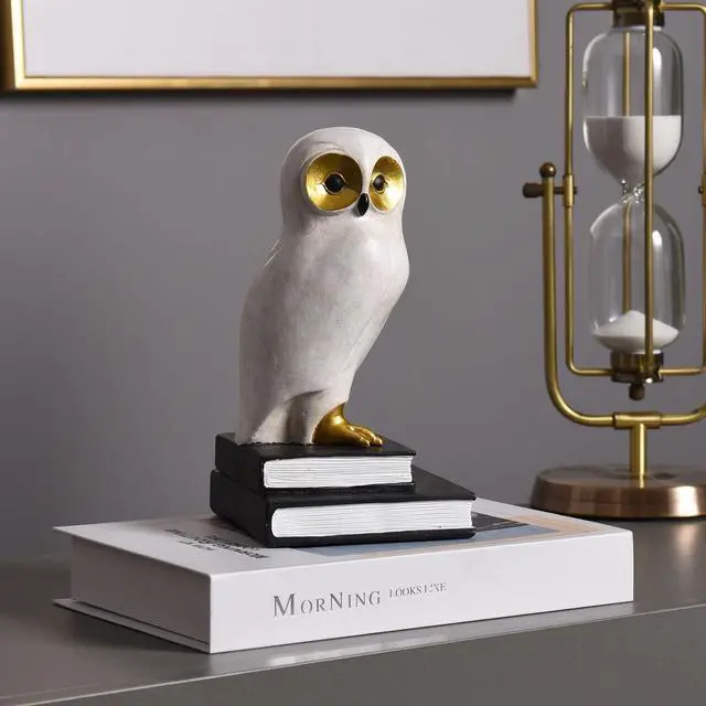 Alt view image 5 of 7 - Book Ends for Shelves, Owl Decorative Bookends Bronze Bird Book Stopper Unique Kids Book Holders with Anti-Slip Base Luxurious Bookends for Kids Rooms Office Home Decor(White)