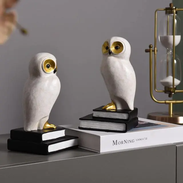 Alt view image 6 of 7 - Book Ends for Shelves, Owl Decorative Bookends Bronze Bird Book Stopper Unique Kids Book Holders with Anti-Slip Base Luxurious Bookends for Kids Rooms Office Home Decor(White)