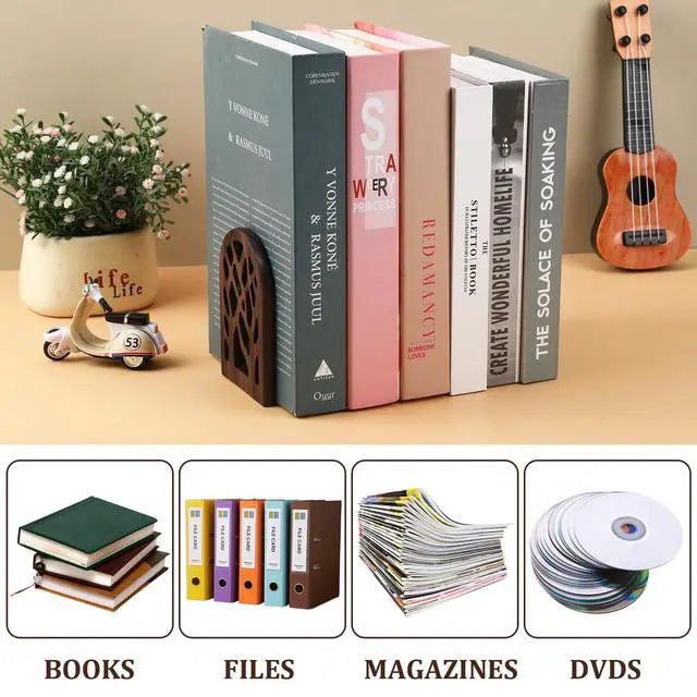 Alt view image 3 of 7 - 2 Pieces Wood Tree Book Ends for Shelves Non-Skid Heavy Bookends | Large Heavy Duty Bookend, Book Holders for Heavy Books, Decorative Book Stopper, to Hold Books Firmly on Bookshelf