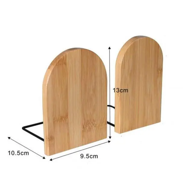 Alt view image 2 of 7 - 2 Pcs Natural Bamboo Bookend Large Capacity Office Book Ends Anti Slip Book Stand Holder Bookshelf Ends for Home Office Library School Study Decoration
