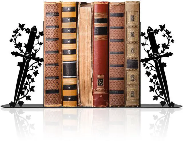Main image of Fantasy Bookends, Unique Dagger Themed Metal Book Ends for Shelves | Gothic Decorative Dagger Book Ends for Home Office Decor, Ideal Book Holder Gift for Book Lovers