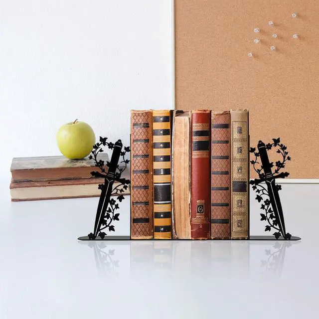 Alt view image 4 of 7 - Fantasy Bookends, Unique Dagger Themed Metal Book Ends for Shelves | Gothic Decorative Dagger Book Ends for Home Office Decor, Ideal Book Holder Gift for Book Lovers