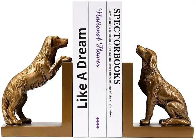 Main image of Dog Bookends, Book Ends for Shelves to Hold Books Heavy Duty, Creative Resin Book Holders for Kitchen Desk Home Office