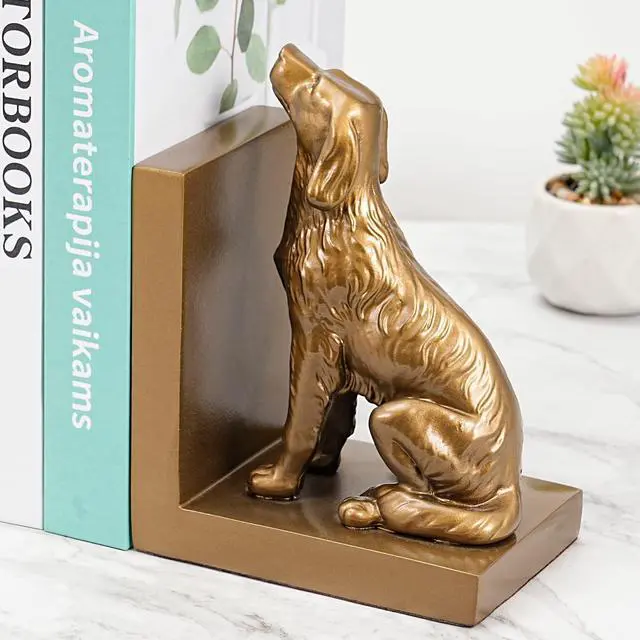 Alt view image 4 of 7 - Dog Bookends, Book Ends for Shelves to Hold Books Heavy Duty, Creative Resin Book Holders for Kitchen Desk Home Office