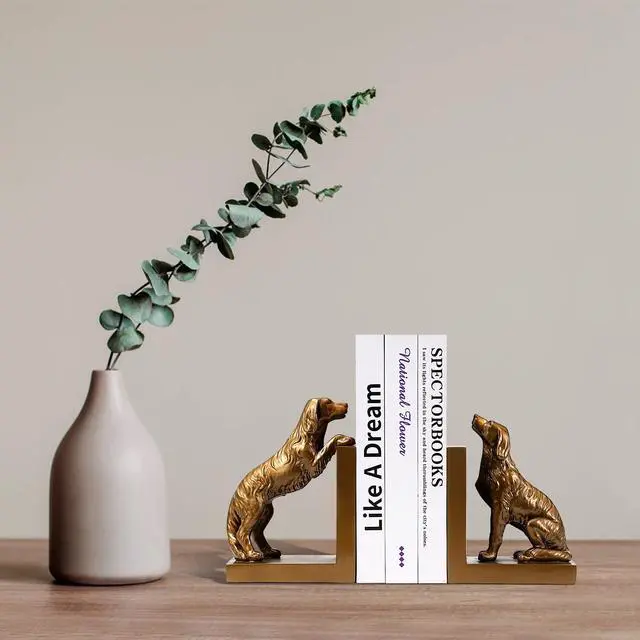 Alt view image 6 of 7 - Dog Bookends, Book Ends for Shelves to Hold Books Heavy Duty, Creative Resin Book Holders for Kitchen Desk Home Office