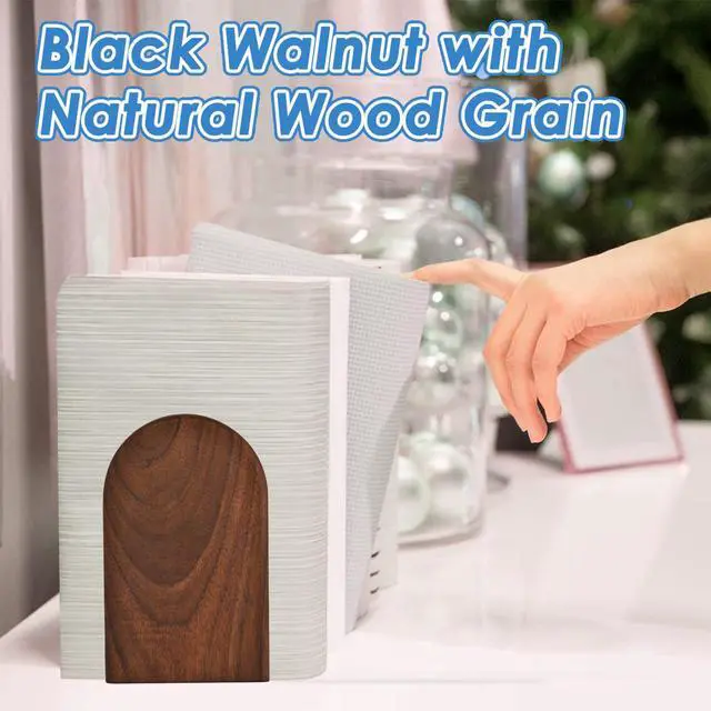 Alt view image 7 of 7 - Book Ends, Sturdy Wooden Bookends for Shelves - Heavy Duty Non-Slip Book Organizers, Decorative Bookend Holders for Home Office, Library, Black Walnut Universal Economy Bookend, Small, Brown