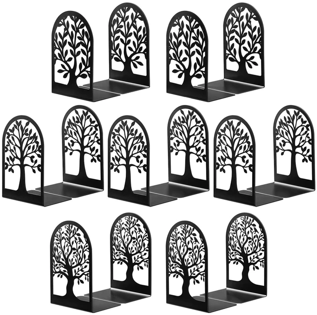Main image of 7 Pair Book Ends, Metal Bookends for Shelves, Decorative Bookends | Decorative Book Holder for Shelf, Tree Stopper for Heavy Books, Black Book Ends for Home Office, 6.5 X 4.7 X 3.5 Inch