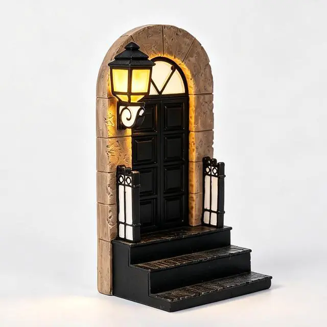 Main image of 1 Pcs Decorative Bookend with Lighted Lantern, Vintage Resin Book End for Shelves, Unique Book End Weighted Rustic Book Holder for Home, Office and Library Decor (A)