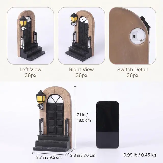 Alt view image 3 of 7 - 1 Pcs Decorative Bookend with Lighted Lantern, Vintage Resin Book End for Shelves, Unique Book End Weighted Rustic Book Holder for Home, Office and Library Decor (A)