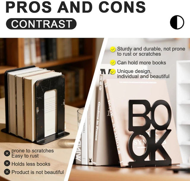 Alt view image 5 of 7 - Book Ends,Bulk 1 Pair Bookends Folding Book Ends Metal Bookend (1 Pair)