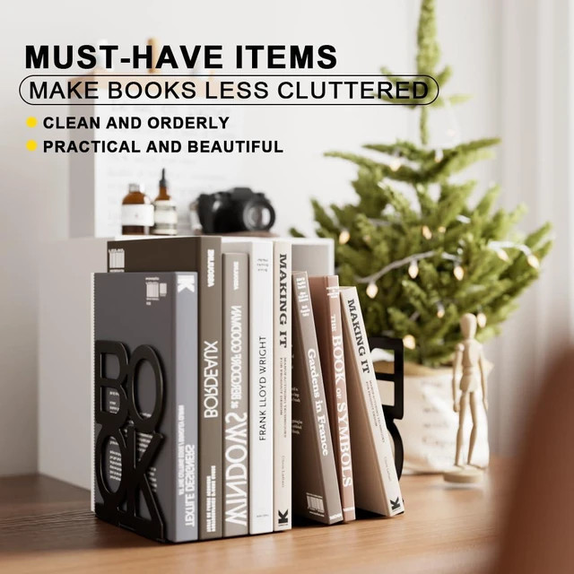 Alt view image 7 of 7 - Book Ends,Bulk 1 Pair Bookends Folding Book Ends Metal Bookend (1 Pair)