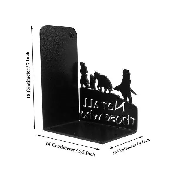 Alt view image 2 of 7 - Decorative bookends for Shelves, Heavy Metal Bookends, Unique Bookends, Non Skid Book Ends, Book Stopper for Home/Office Decor/Shelves, 7 X 5.51 X 4 in/Piece (with Quote on Product)