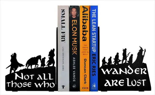 Alt view image 5 of 7 - Decorative bookends for Shelves, Heavy Metal Bookends, Unique Bookends, Non Skid Book Ends, Book Stopper for Home/Office Decor/Shelves, 7 X 5.51 X 4 in/Piece (with Quote on Product)