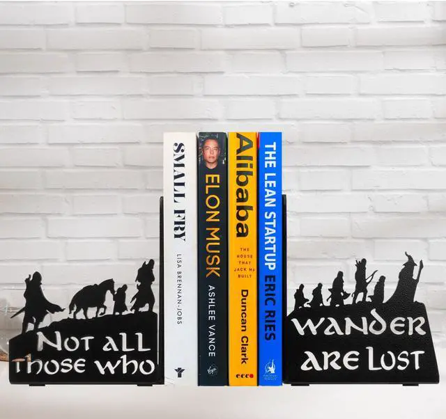 Alt view image 4 of 7 - Decorative bookends for Shelves, Heavy Metal Bookends, Unique Bookends, Non Skid Book Ends, Book Stopper for Home/Office Decor/Shelves, 7 X 5.51 X 4 in/Piece (with Quote on Product)