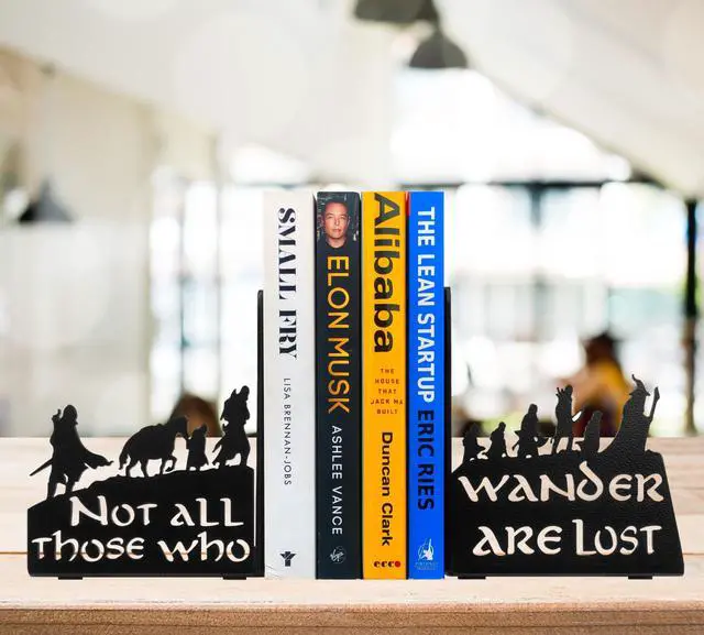 Alt view image 6 of 7 - Decorative bookends for Shelves, Heavy Metal Bookends, Unique Bookends, Non Skid Book Ends, Book Stopper for Home/Office Decor/Shelves, 7 X 5.51 X 4 in/Piece (with Quote on Product)