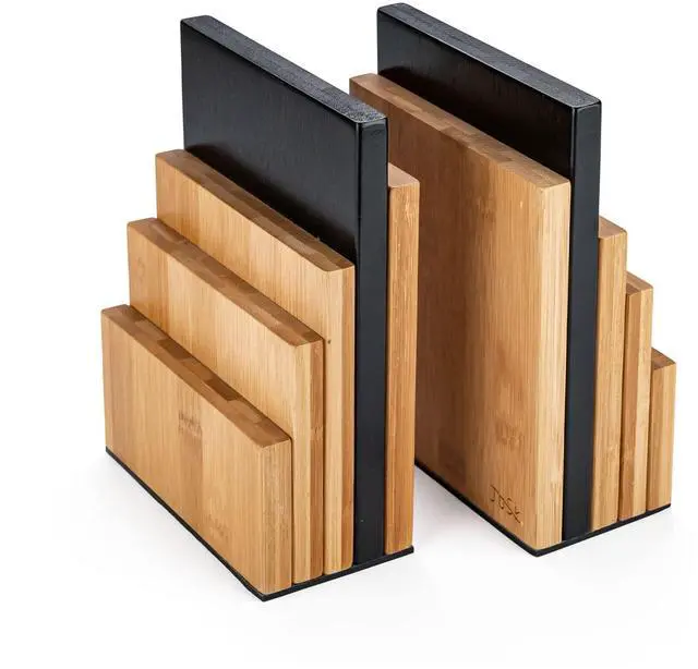 Main image of DESIGN Bamboo Book End/Book Organizer - Non-Skid Decorative Bookends for Office and Home - Book Holders for Shelves - Substantial Weight - Holds Heavy Books