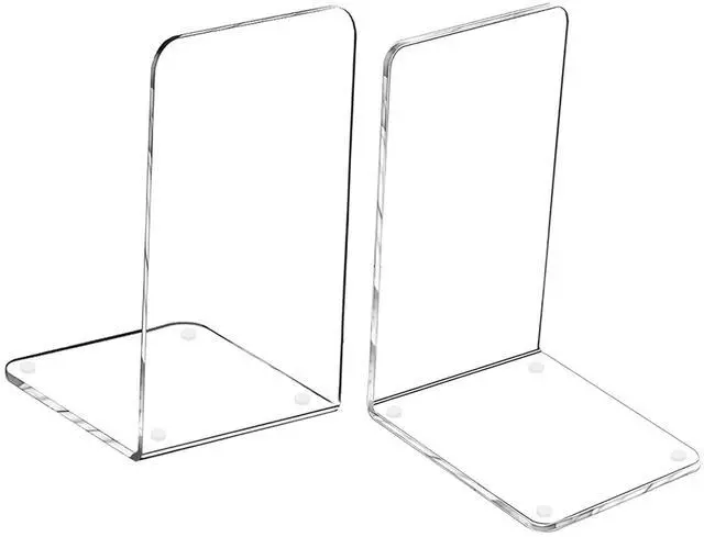 Main image of Clear Acrylic Book Ends Bookends for Shelves | 2 Piece, 7.08 x 4.72, Non-Slip, Heavy Duty, Decorative Books Holder, Bookcase Desktop Use, for Office Home School