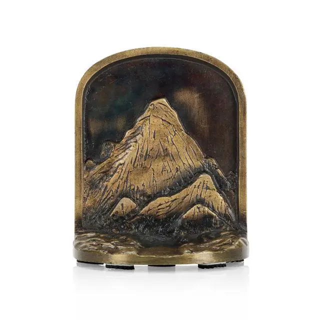 Alt view image 5 of 7 - Cast Iron Mountain Bookends Set, Antique Brass Book Ends, 2 Decorative Book Holders for Shelves or Bookcase, Stylish Brass, Non-Skid Anti-Slip Heavy Duty, Home Décor Gift