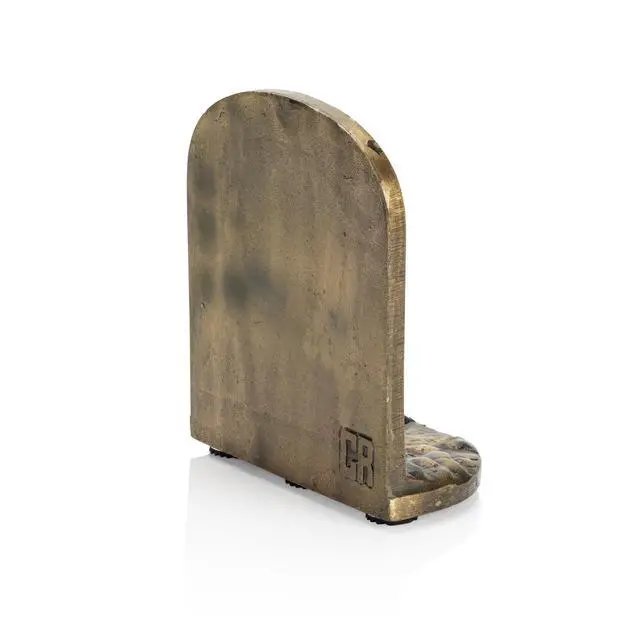 Alt view image 6 of 7 - Cast Iron Mountain Bookends Set, Antique Brass Book Ends, 2 Decorative Book Holders for Shelves or Bookcase, Stylish Brass, Non-Skid Anti-Slip Heavy Duty, Home Décor Gift