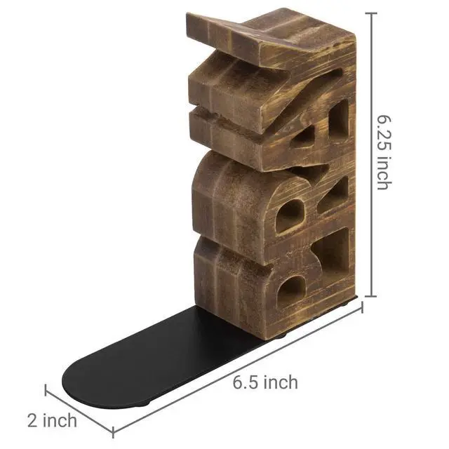 Alt view image 5 of 7 - Set of 2 Rustic Burnt Brown Wood Read & Pray Wood Christian Bookends | Set of 2 rustic burnt brown wood bookends features carved READ and PRAY lettering for Christian home libraries and offices