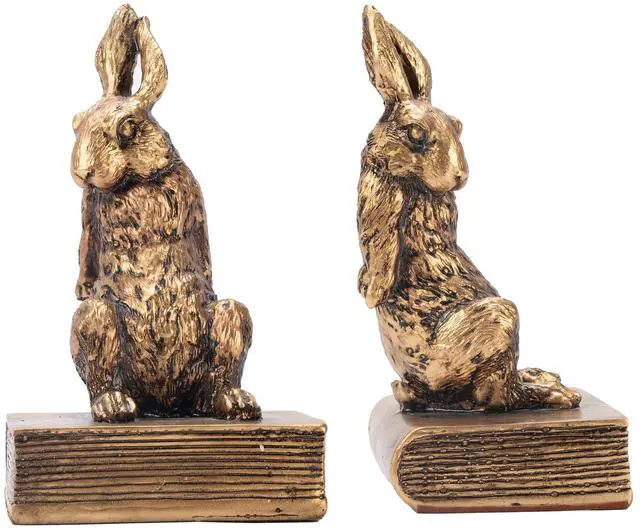 Main image of Book Ends for Shelves to Hold Books Hevay Duty,Decorative Rabbit Bookends | for Bookshelf Décor,Cute Animal Book Stopper Easter Bunny Statues for Home, Office Desk, Living Room Decoration,1 Pair