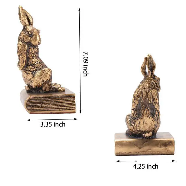 Alt view image 4 of 6 - Book Ends for Shelves to Hold Books Hevay Duty,Decorative Rabbit Bookends | for Bookshelf Décor,Cute Animal Book Stopper Easter Bunny Statues for Home, Office Desk, Living Room Decoration,1 Pair