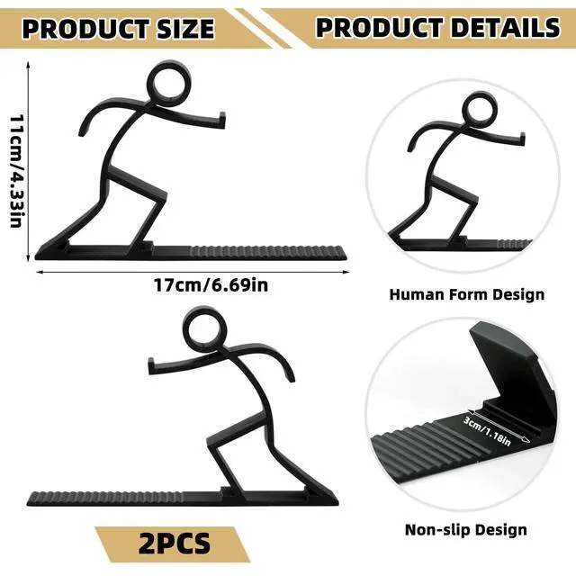 Alt view image 2 of 6 - Decorative Bookends Book Ends for Shelves, Unique Office Desk Decor & Cute Reading Bookshelf Holder for Home Library Creative Gift for Book Lovers Not Metal (Black)