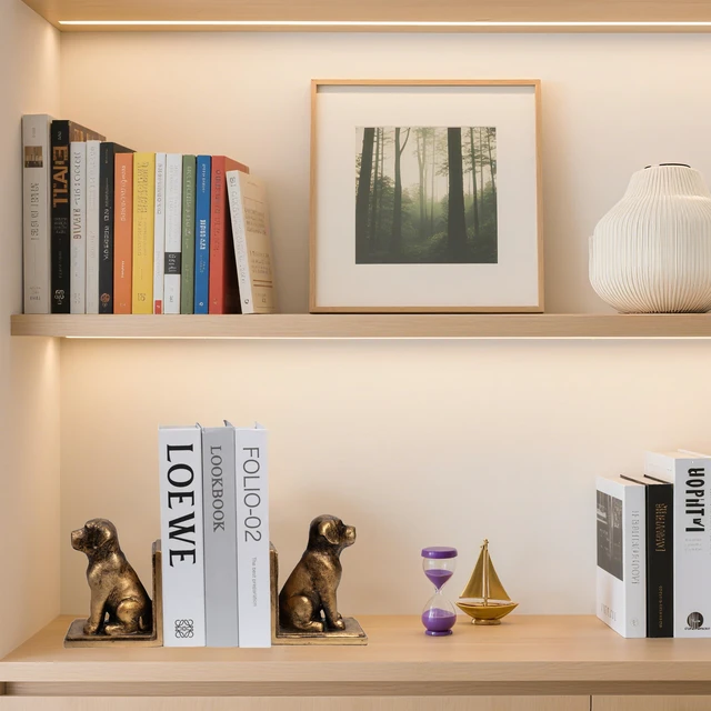 Alt view image 2 of 6 - Book Ends for Shelves to Hold Books Heavy Duty,Decorative Bookend | for Bookshelf Décor,Cute Animal Dog Book Stopper Labrador Retriever Statues for Home, Office Desk Decoration,1pair