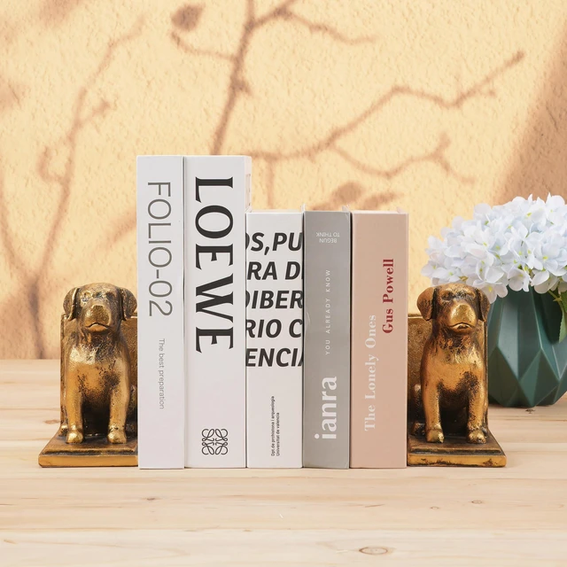 Alt view image 4 of 6 - Book Ends for Shelves to Hold Books Heavy Duty,Decorative Bookend | for Bookshelf Décor,Cute Animal Dog Book Stopper Labrador Retriever Statues for Home, Office Desk Decoration,1pair