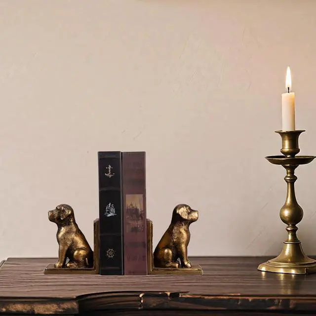 Alt view image 3 of 6 - Book Ends for Shelves to Hold Books Heavy Duty,Decorative Bookend | for Bookshelf Décor,Cute Animal Dog Book Stopper Labrador Retriever Statues for Home, Office Desk Decoration,1pair