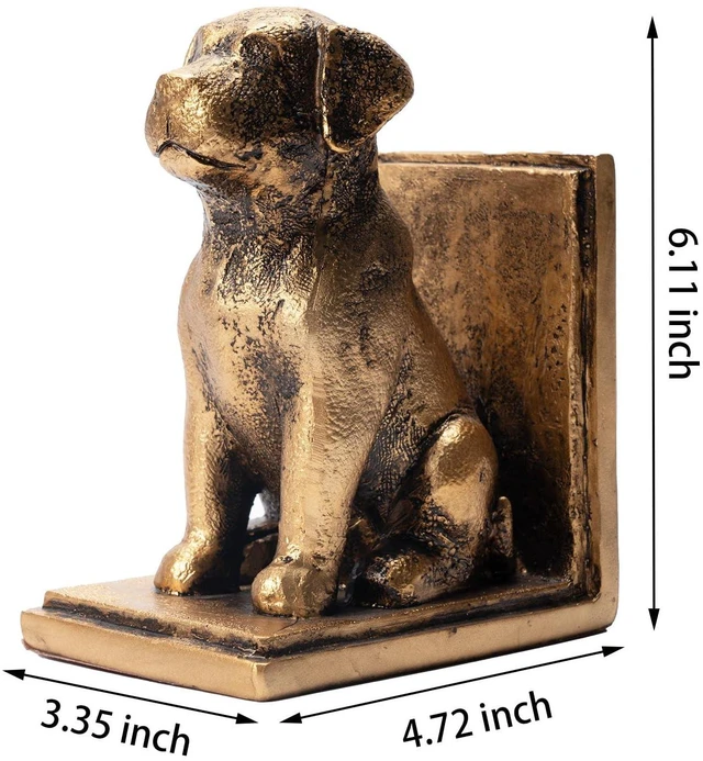 Alt view image 5 of 6 - Book Ends for Shelves to Hold Books Heavy Duty,Decorative Bookend | for Bookshelf Décor,Cute Animal Dog Book Stopper Labrador Retriever Statues for Home, Office Desk Decoration,1pair