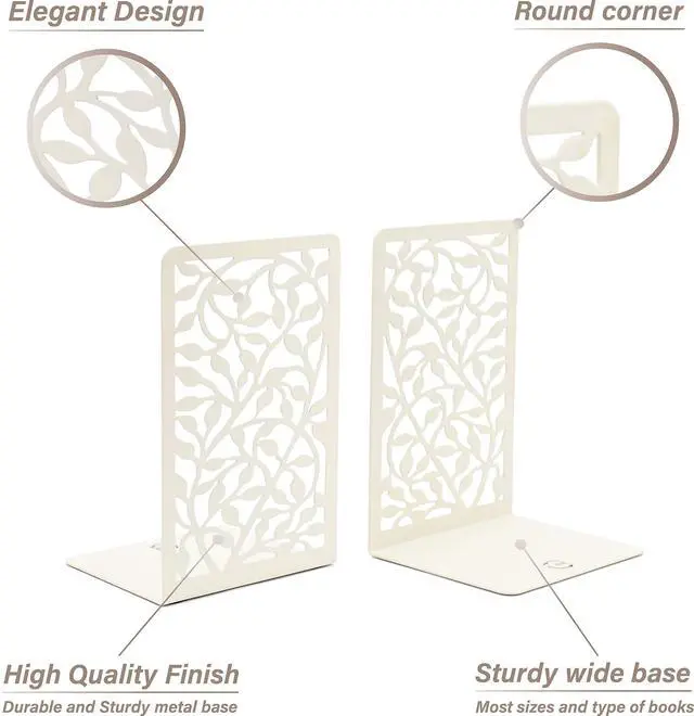 Alt view image 4 of 7 - Infinite Leaves Bookends - Metal Set of 2 for Heavy Books, Home Office & Decorative Book Stoppers