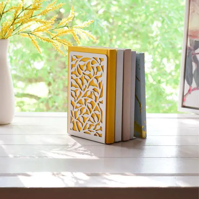 Alt view image 3 of 7 - Infinite Leaves Bookends - Metal Set of 2 for Heavy Books, Home Office & Decorative Book Stoppers
